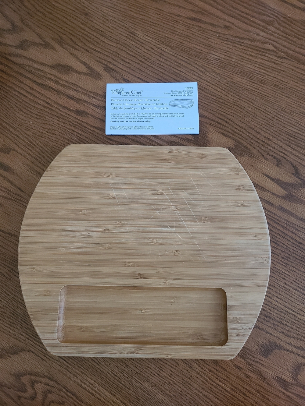 Pampered Chef Bamboo Reversible Cheese Board - Natural